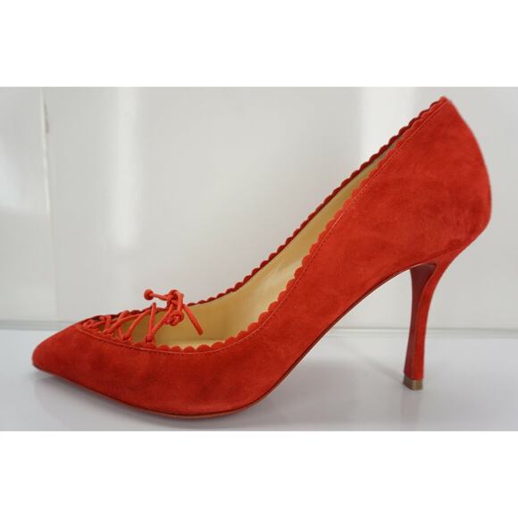 Christian Louboutin Scalopump Scalloped Trim Shoes SZ 37 Lace Tie New $845 - Picture 2 of 10